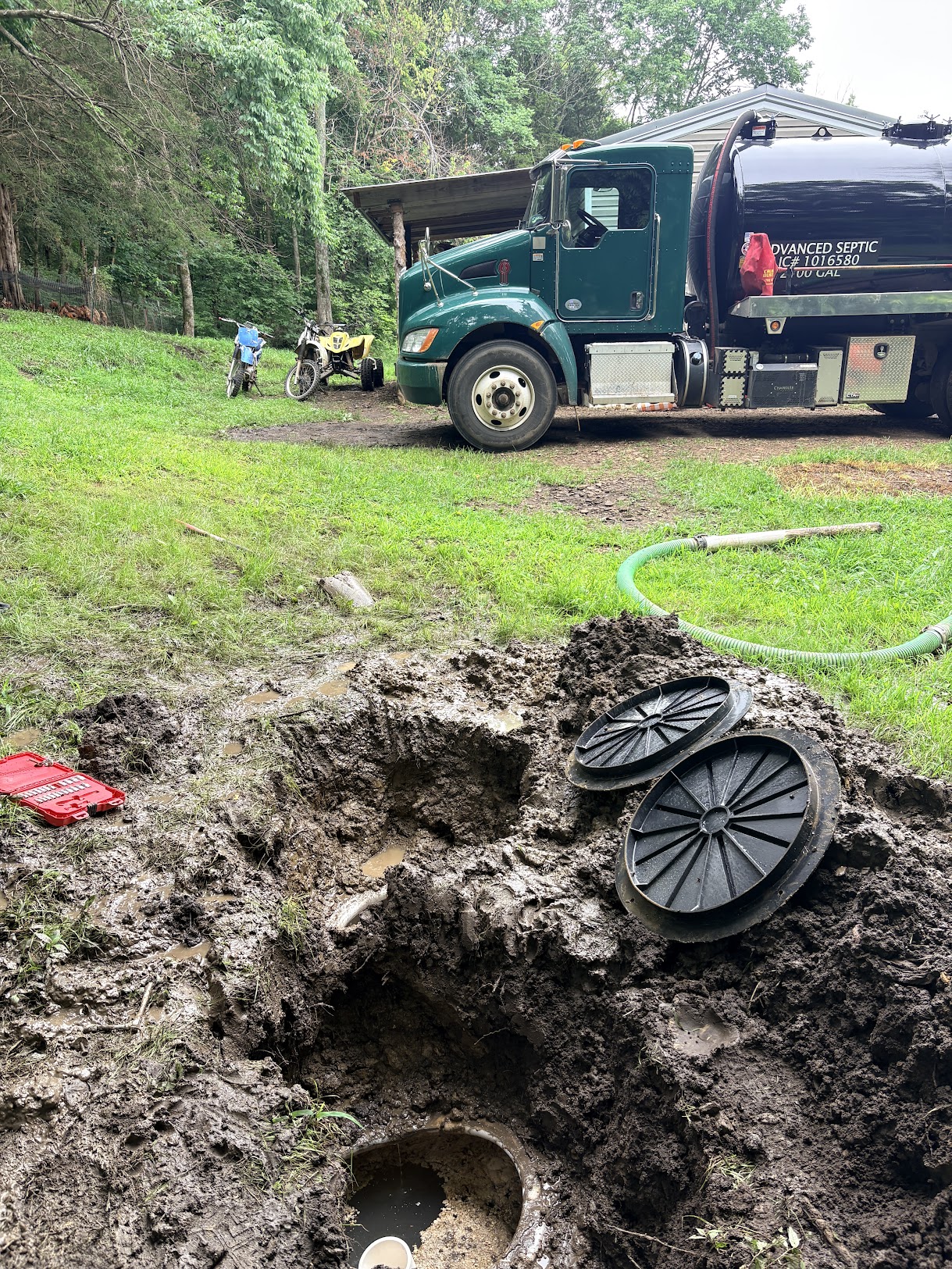 Septic tank access prepared for service