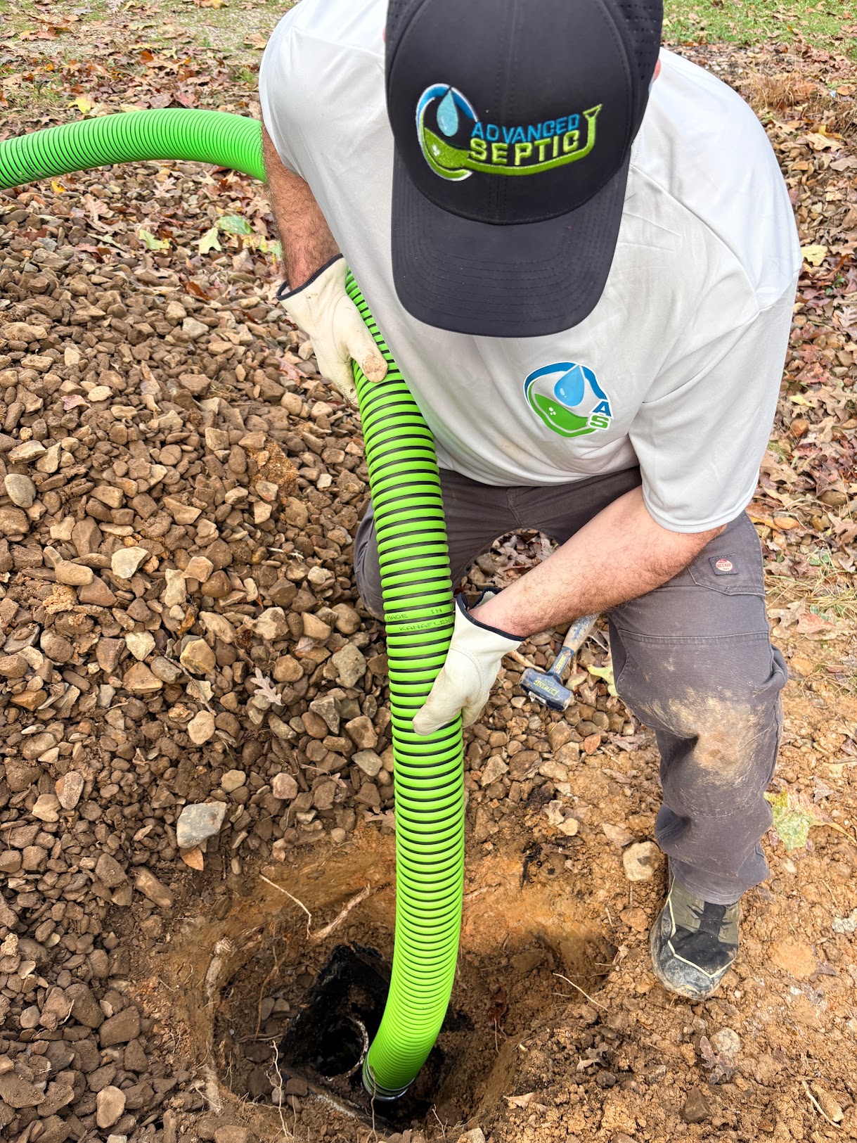 Advanced Septic pumping equipment at a property near Eureka Springs, Arkansas